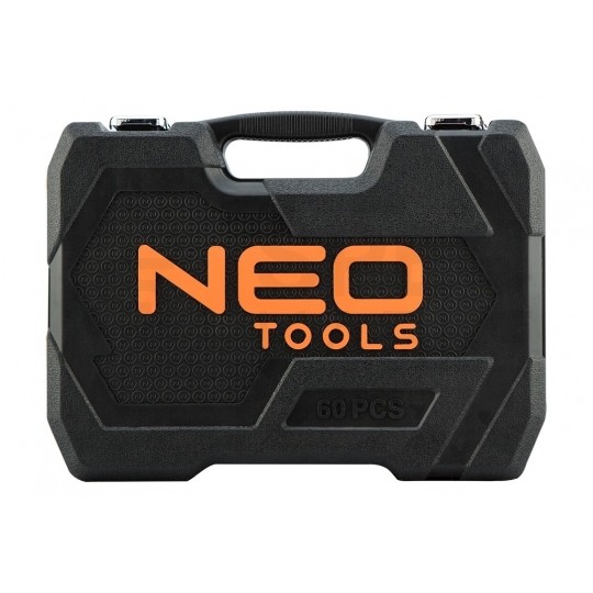 Walizkowy zestaw narzędzi uniwersalnych 60 elementów: uchwyty, szczypce, bity, młotek, miarka + walizka NEO 10-200
