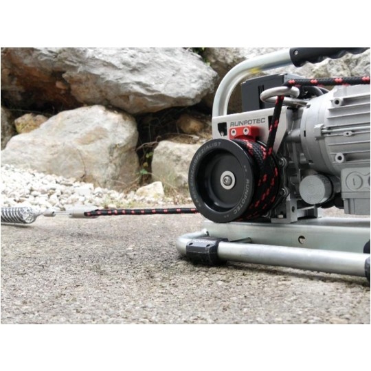 Wciągarka bębnowa elektryczna kabestanowa do przeciągania, wciągania kabli w zestawie z szyną montażową i pasem poliestrowym CW800E RUNPOTEC