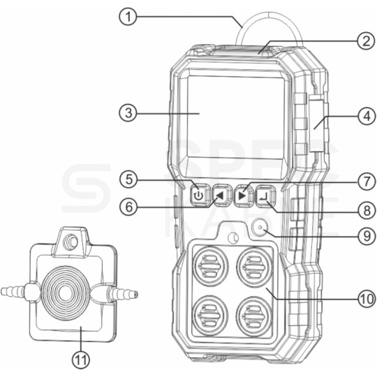 Wielofunkcyjny miernik zawartości gazów O2, H2S, Co, LEL w walizce WT8811 WINTACT