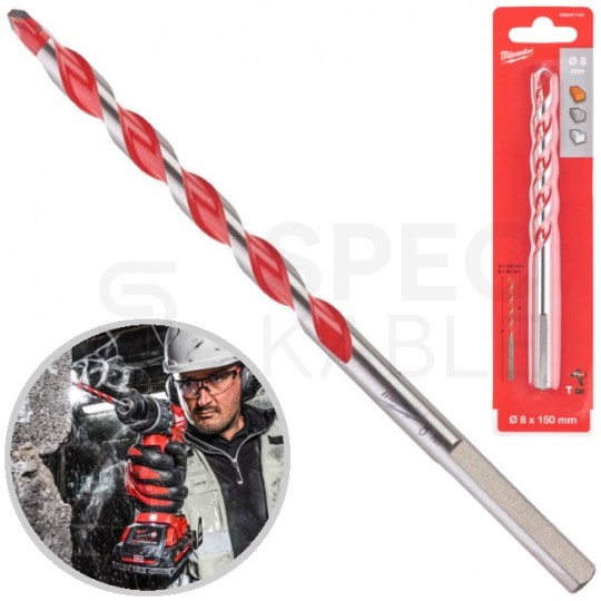 Wiertło do betonu PREMIUM 8x150mm z uchwytem sfazowanym i końcówką TCT MILWAUKEE
