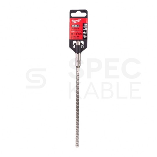 Wiertło do betonu zbrojonego SDS-Plus 6x215mm MX4 z uchwytem SDS+ i końcówką centrującą MILWAUKEE
