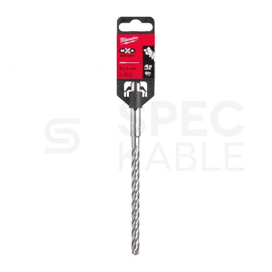 Wiertło do betonu zbrojonego SDS-Plus 8x165mm MX4 z uchwytem SDS+ i końcówką centrującą MILWAUKEE