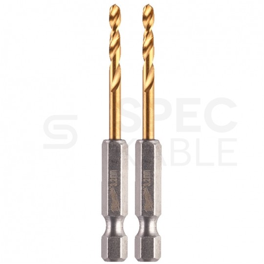 Wiertło do metalu HSS-G TIN 3,2x66,5mm RED HEX z uchwytem 1/4" Shockwave MILWAUKEE Blister 2szt