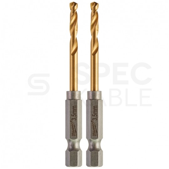 Wiertło do metalu HSS-G TIN 3,5x69mm RED HEX z uchwytem 1/4" Shockwave MILWAUKEE Blister 2szt