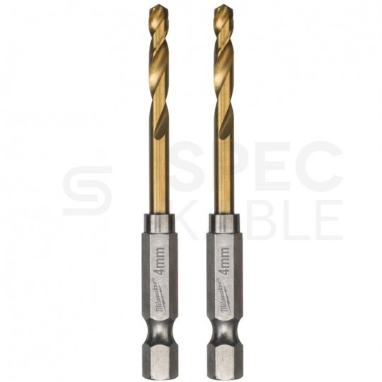 Wiertło do metalu HSS-G TIN 4x71,5mm RED HEX z uchwytem 1/4" Shockwave MILWAUKEE Blister 2szt