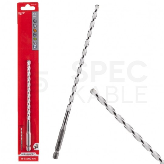 Wiertło uniwersalne 6x200mm z uchwytem 1/4" HEX i końcówką TCT MILWAUKEE