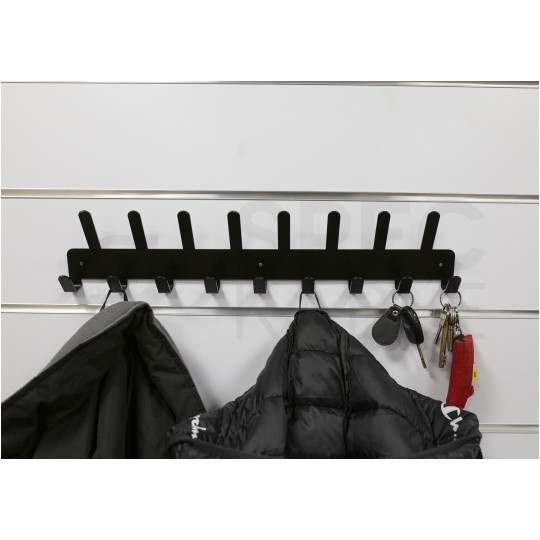 Wieszak ścienny uniwersalny 17 haczyków na ubrania, narzędzia itp. czarny matowy