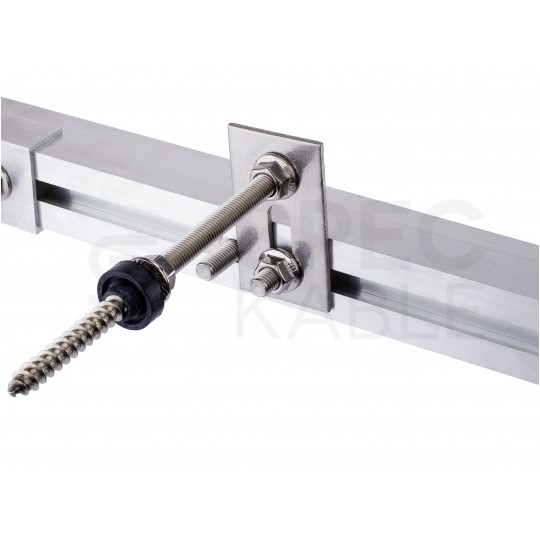 Wkręt śruba dwugwintowa M10x200mm nierdzewna A2 z uszczelką EPDM + adapter montażowy 80x30x5mm