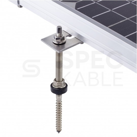 Wkręt śruba dwugwintowa M10x250mm nierdzewna A2 z uszczelką EPDM + adapter montażowy 80x30x5mm