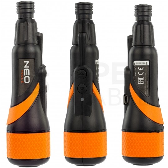 Wkrętak akumulatorowy Micro-USB 3,6V Li-Ion 2.1Nm 280rpm + komplet bitów + etui NEO 04-200