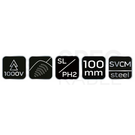 Wkrętak izolowany dla elektryka plus-minus SL/PH2 x 100mm 1kV NEO 04-222