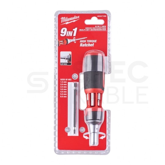 Wkrętak uniwersalny z grzechotką i magazynkiem 9w1 Bity PH / PZ / TX / PŁ MILWAUKEE