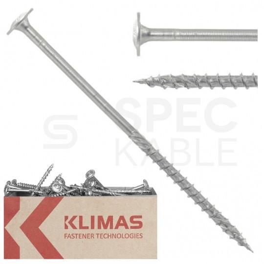 Wkręty ciesielskie z łbem podkładkowym i gniazdem w białym ocynku TORX 8,0x260 mm KLIMAS 50szt