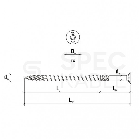 Wkręty ciesielskie z łbem stożkowym i gniazdem TORX 3,0x30 mm MASTER 500szt
