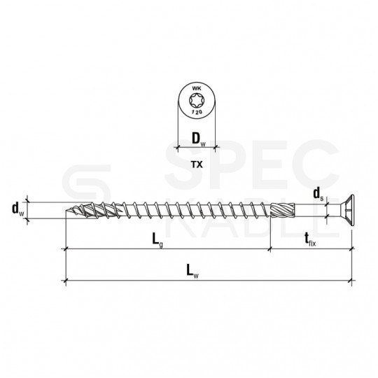 Wkręty ciesielskie z łbem stożkowym i gniazdem TORX 5,0x40 mm MASTER 500szt