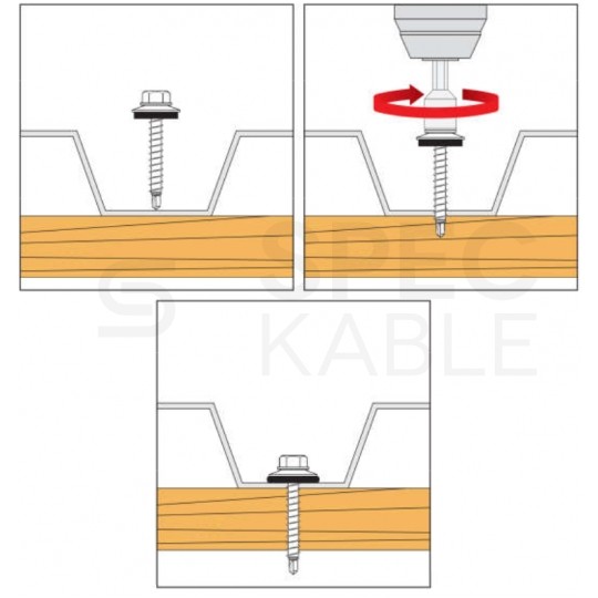 Wkręty farmerskie samowiercące 4,8x35 mm do blachy i drewna z podkładką EPDM biały ocynk KLIMAS 250szt