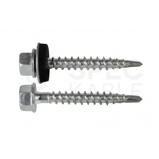 Wkręty farmerskie samowiercące 4,8x35 mm do blachy i drewna z podkładką EPDM biały ocynk KLIMAS 250szt