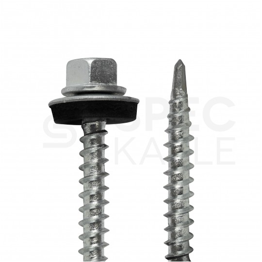 Wkręty farmerskie samowiercące 4,8x35 mm do blachy i drewna z podkładką EPDM biały ocynk KLIMAS 250szt