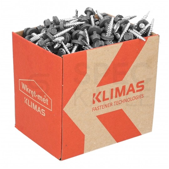 Wkręty farmerskie samowiercące 4,8x35 mm do blachy i drewna z podkładką EPDM popielate KLIMAS 250szt