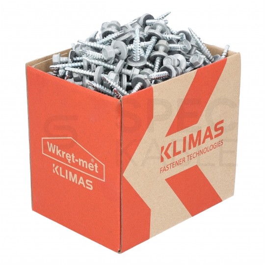 Wkręty farmerskie samowiercące 4,8x35 mm do blachy i drewna z podkładką EPDM srebrne KLIMAS 250szt