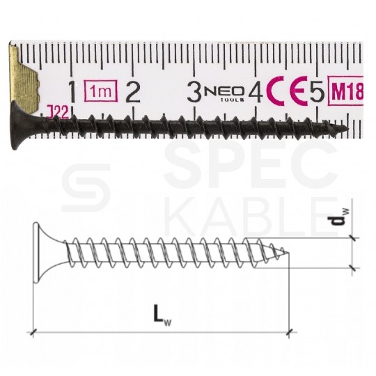 Wkręty fosfatowane 3,5x55 mm do mocowania płyt gipsowo-kartonowych do drewna KLIMAS 50szt