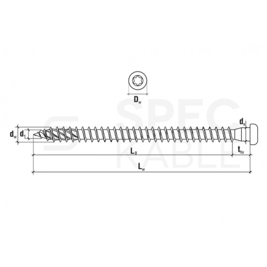 Wkręty z łbem walcowym i gniazdem TORX 5x70 mm do łączników ciesielskich i kątowników MASTER 250szt