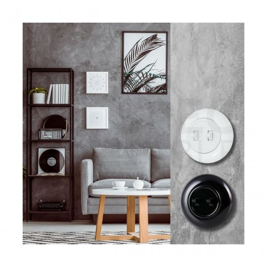 Włącznik światła pojedynczy podtynkowy IP20 biały z okragłą ramką 10A 250V LOFTICA