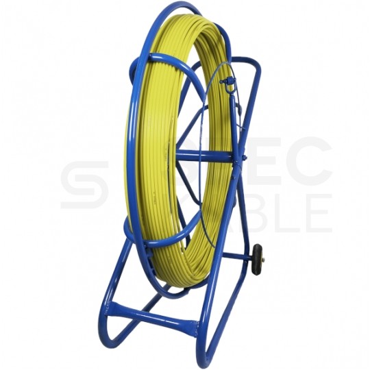 Włókno szklane do wciągania, przeciągania kabli pod drogami, między studzienkami fi: 13mm 350m Komplet ze stojakiem z kółkami Q-LANTEC
