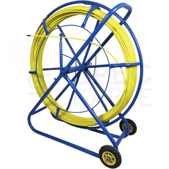 Włókno szklane do wciągania, przeciągania kabli pod drogami, między studzienkami fi: 13mm 350m Komplet ze stojakiem z kółkami Q-LANTEC