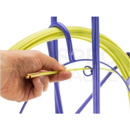 Włókno szklane do wciągania, przeciągania kabli pod drogami, między studzienkami fi: 3,8mm (+/- 1mm) 25m Komplet ze stojakiem TELCOLINE