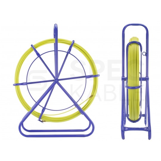 Włókno szklane do wciągania, przeciągania kabli pod drogami, między studzienkami fi: 6mm (+/- 1mm) 100m Komplet ze stojakiem TELCOLINE