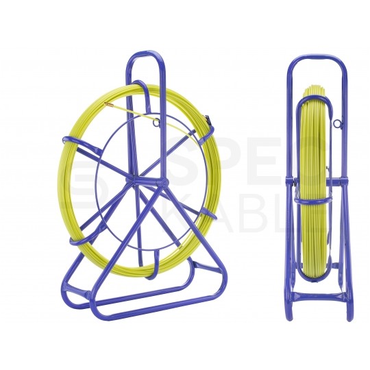 Włókno szklane do wciągania, przeciągania kabli pod drogami, między studzienkami fi: 6mm (+/- 1mm) 50m Komplet ze stojakiem TELCOLINE