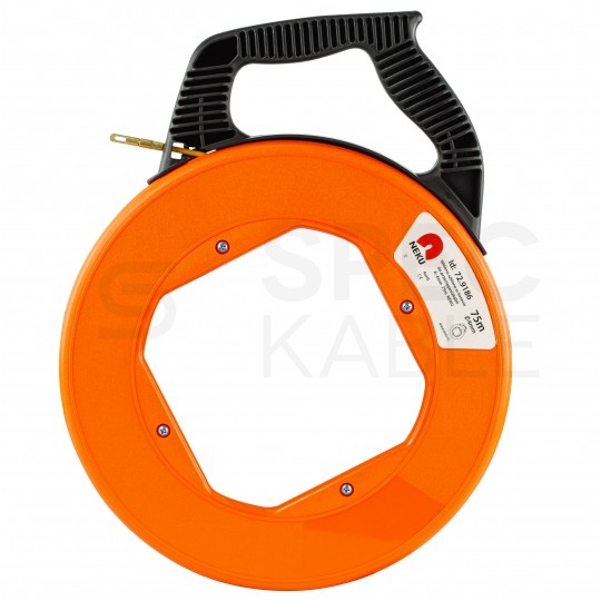 Włókno szklane do wciągania, przeciągania kabli pod drogi, między studzienkami w kasecie oraz w zestawie z 6 końcówkami fi: 4mm 75m NEKU