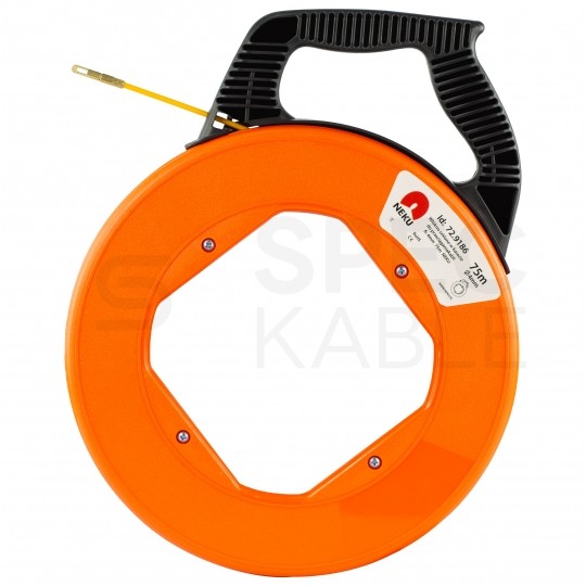 Włókno szklane do wciągania, przeciągania kabli pod drogi, między studzienkami w kasecie oraz w zestawie z 6 końcówkami fi: 4mm 75m NEKU