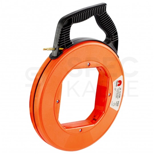 Włókno szklane do wciągania, przeciągania kabli pod drogi, między studzienkami w kasecie oraz w zestawie z 6 końcówkami fi: 4mm 75m NEKU