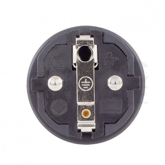 Wtyczka hermetyczna gumowa [2P+Z] Uni-Schuko 230V 16A czarna IP44 STANDARD na kabel