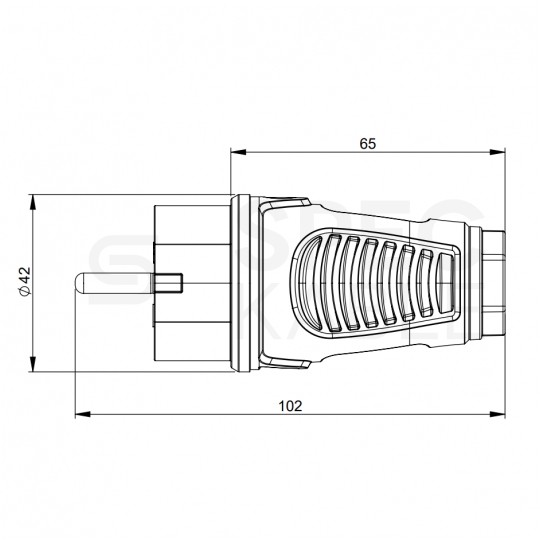 Wtyczka hermetyczna gumowa [2P+Z] Uni-Schuko 230V 16A czarno-biała IP54 TAURUS2 PCE