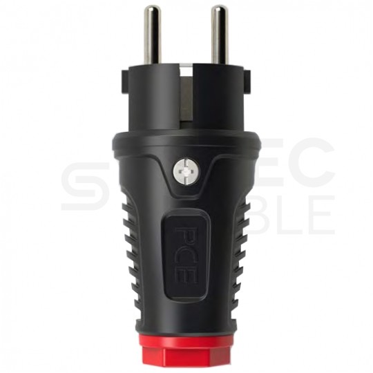 Wtyczka hermetyczna gumowa [2P+Z] Uni-Schuko 230V 16A czarno-czerwona IP54 TAURUS2 na kabel do 13,0mm PCE