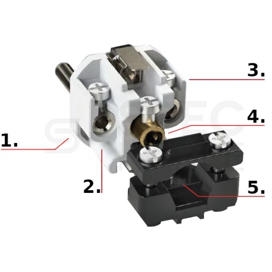 Wtyczka hermetyczna gumowa [2P+Z] Uni-Schuko 230V 16A czarno-czerwona IP54 TAURUS2 na kabel do 13,0mm PCE