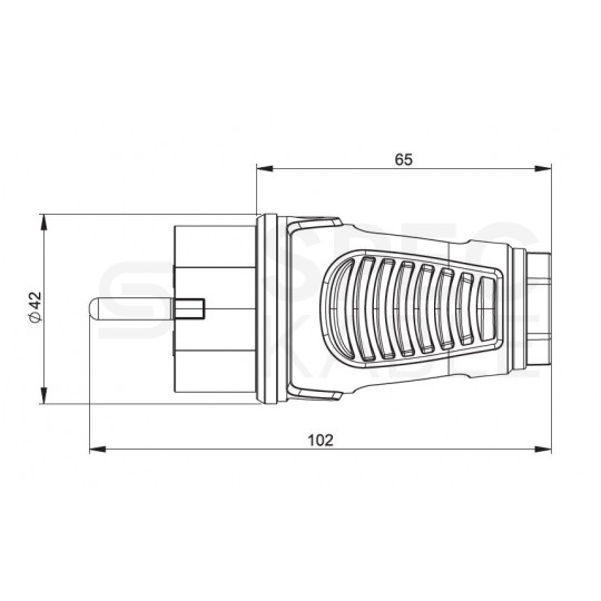 Wtyczka hermetyczna gumowa [2P+Z] Uni-Schuko 230V 16A czarno-czerwona IP54 TAURUS2 na kabel do 13,0mm PCE