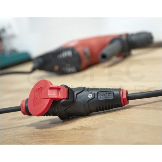 Wtyczka hermetyczna gumowa [2P+Z] Uni-Schuko 230V 16A czarno-czerwona IP54 TAURUS2 na kabel do 13,0mm PCE