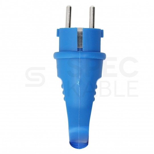 Wtyczka hermetyczna gumowa z uchwytem [2P+Z] Uni-Schuko 230V 16A niebieska IP44 STANDARD na kabel