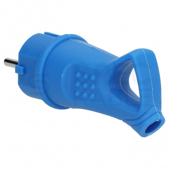 Wtyczka hermetyczna gumowa z uchwytem [2P+Z] Uni-Schuko 230V 16A niebieska IP44 STANDARD na kabel