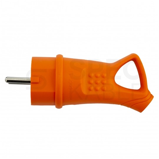 Wtyczka hermetyczna gumowa z uchwytem [2P+Z] Uni-Schuko 230V 16A pomarańczowa IP44 STANDARD na kabel