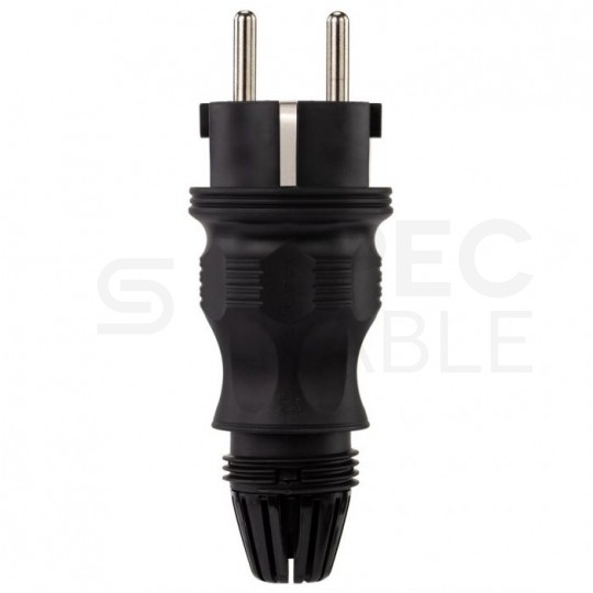 Wtyczka hermetyczna prądowa [2P+Z] Uni-Schuko 230V 16A czarno-czerwona IP54 EXTREM na kabel