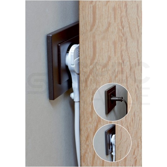 Wtyczka płaska kątowa z uchwytem [2P] 230V 6A biała WT-11P na kabel