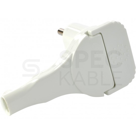 Wtyczka płaska kątowa z uchwytem [2P] 230V 6A biała WT-11P na kabel