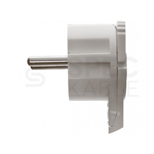 Wtyczka płaska kątowa z uchwytem [2P+Z] Uni-Schuko 230V 16A biała WT-16UP na kabel