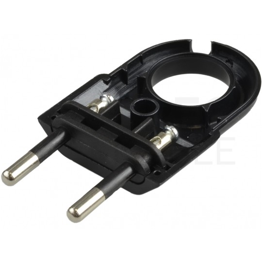 Wtyczka płaska prosta z uchwytem [2P] 250V 10A czarna na kabel