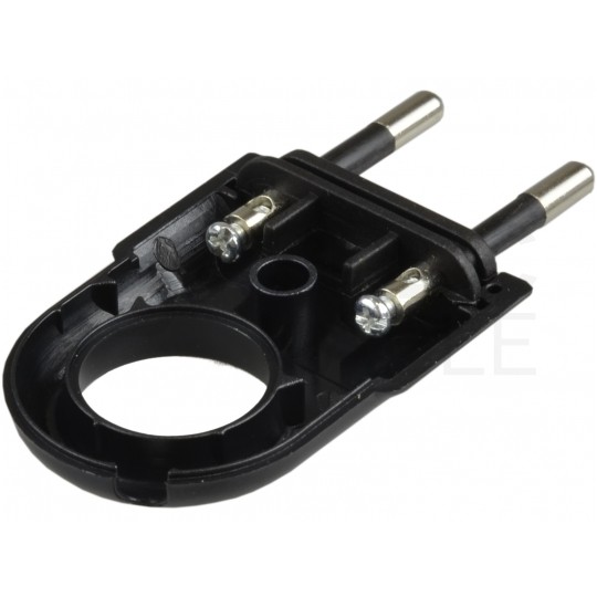 Wtyczka płaska prosta z uchwytem [2P] 250V 10A czarna na kabel